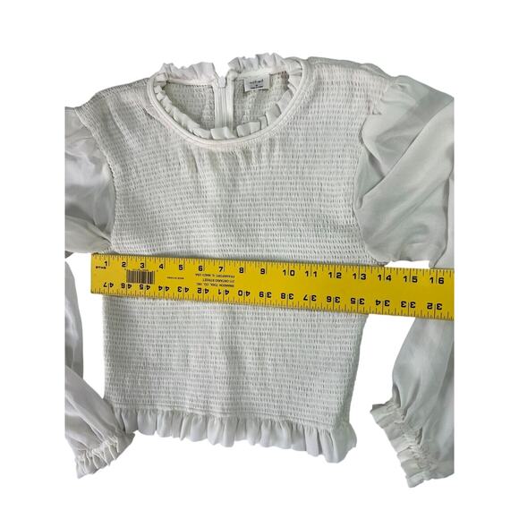 Aritizia Wilfred Tempest Blouse M White Light Birch Ruffles Balloon Sleeves - Picture 4 of 7